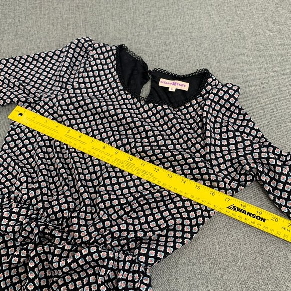 Altar'd State Floral Dress Elastic Cinched Waist Small Mid Sleeve Crochet Detail - Picture 8 of 15